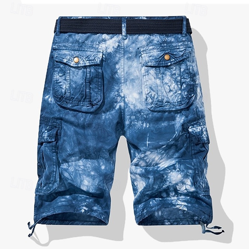 Men's Cargo Shorts Outdoor Shorts Camping Shorts Shorts Casual Shorts Multi Pocket Straight Leg Tie Dye Camouflage Moisture Wicking Wearable Knee Length Outdoor Casual Daily Fashion Classic Style3