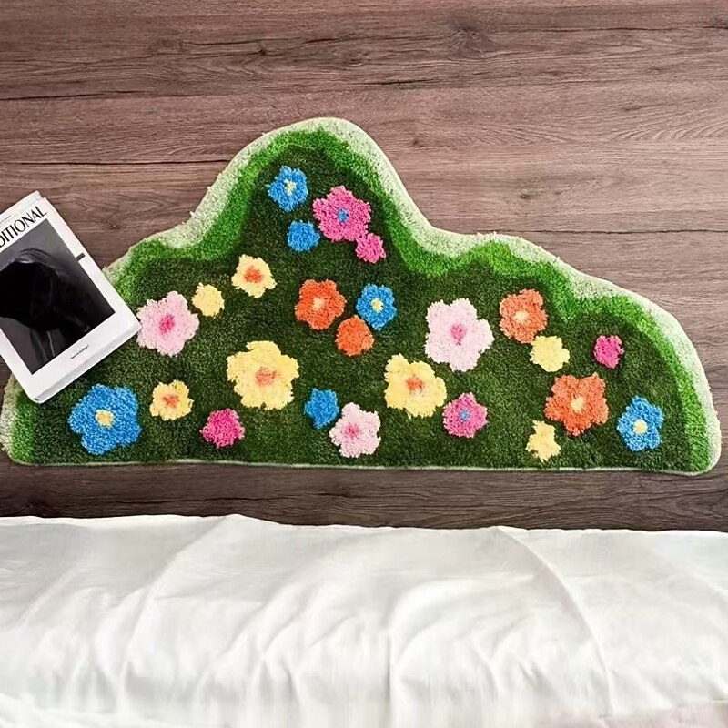 Floral Irregular Velvet Doormat Kitchen Mat Floor Mat Non-Slip Area Rug Oil Proof Rug Indoor Outdoor Mat Bedroom Decor Bathroom Mat Entrance Rug4