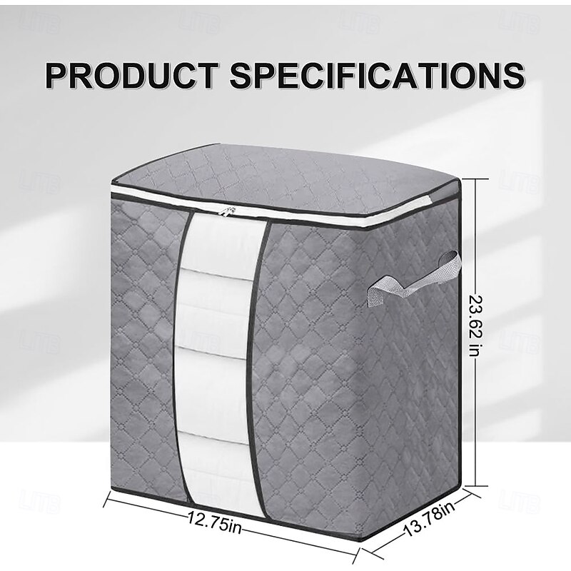 2-Pack Under-Bed Storage Heavy-Duty Storage Bags with Zipper Waterproof Moving & Travel Storage Organizers Foldable Reinforced Handles for Clothes, Bedding,Blankets Space-Saving,Vertical Style2