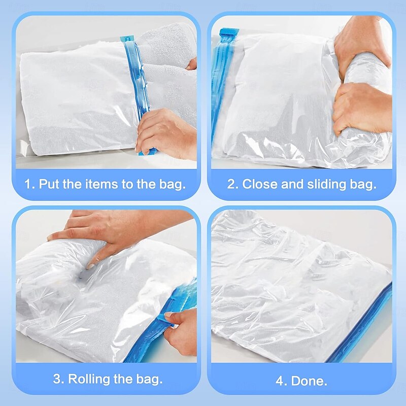 10 Pack Travel Vacuum Bags for Clothes, 3 Sizes, Vacuum Bags, Space Saver, Leakage, Reusable, Travel Bags for Clothes2