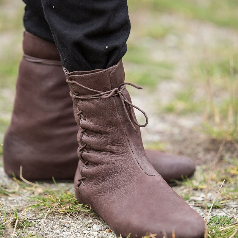 Vintage Medieval Renaissance Shoes Flat Jazz Boots Turn Shoes Pirate Viking Ranger Archery Solid Colored Fancy Dress Men's Unisex Celtic Pirate Fantasy Halloween Carnival Performance LARP Ren Faire
