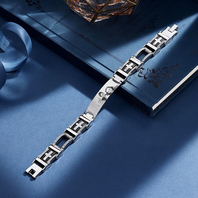 Personalized Photo Bracelet Custom Best Gift for Dad for Men Family, Lover, Friend - Engraved with Precious Memories for Elegant and Meaningful Keepsake2