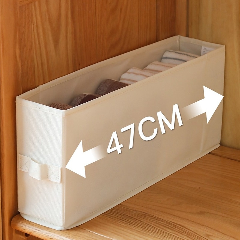 Wardrobe Clothes Organizer with Handle, Slim Foldable Drawer Organizer Box for Closet, Fabric Storage Bin for Jeans, Sweaters, T-Shirts, Scarves, Bras2