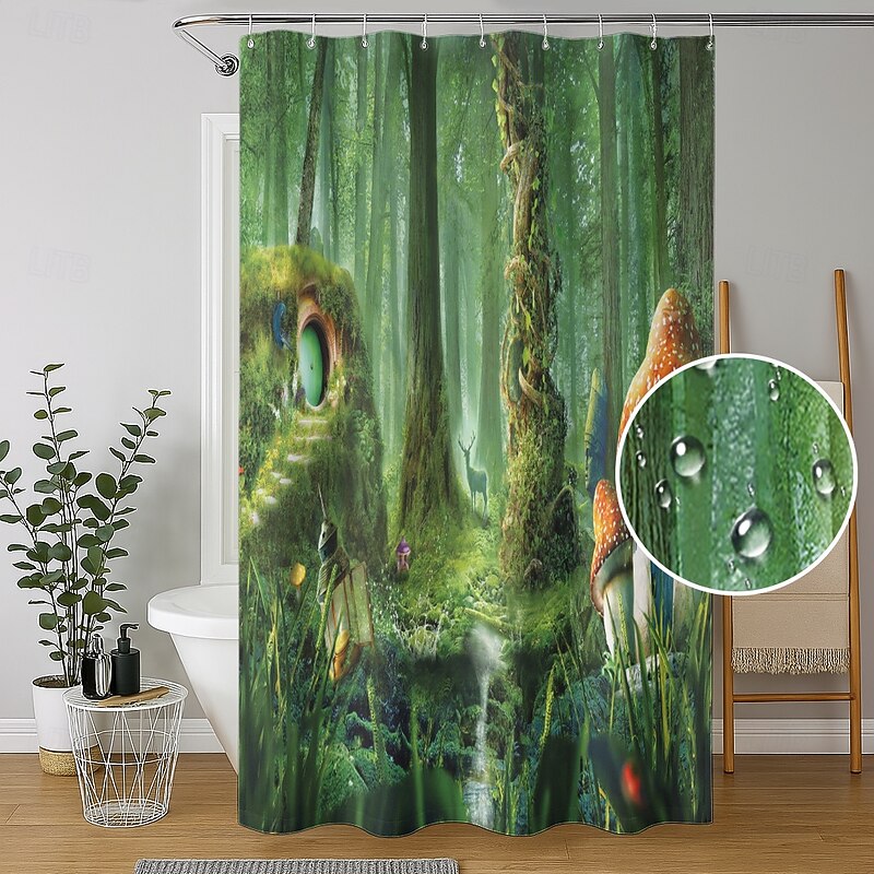 Shower Curtain with 12 Hooks 180cm*180cm(70