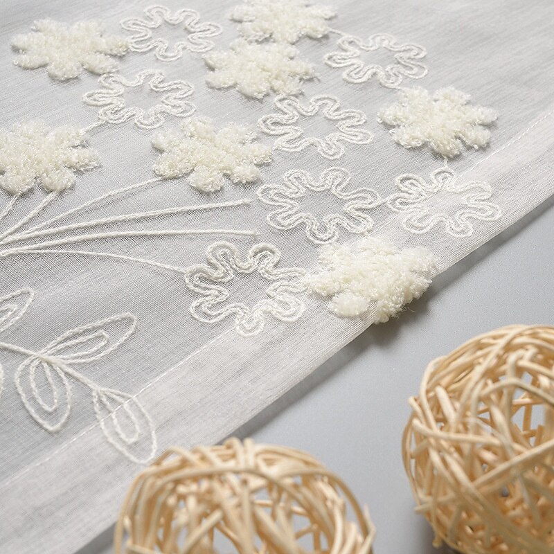 2Pcs Korean Style High-End Embroidered Window Screen Living Room Bedroom Dining Room Study Semi Transparent Curtains4