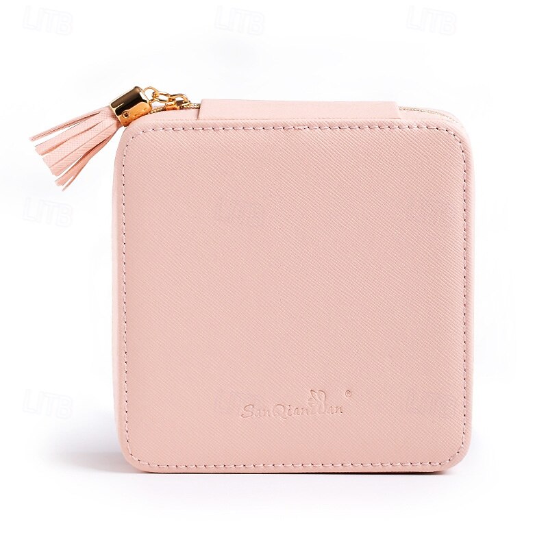 Travel Jewelry Organizer Box with Mirror, Portable PU Leather Jewelry Storage Case, Multi-Functional Jewelry Box for Earrings, Rings, Necklaces, and Accessories3