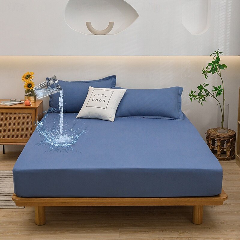 Queen Full King Protective Bed Cover Waterproof Mattress Protector Fitted Waterproof Sheet Bed Protector Mattress Cover 360°All-Package Deep Pocket Ultra-Soft Fitted Sheet Breathable