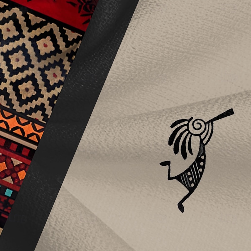 Men's Geometric Aztec Ethnic Shirt Button Up Shirt Stand Collar Shirt Short Sleeve Vintage Retro Vacation Dailywear Beach Wear Summer Spring Mandarin Collar 3D Print Linen Like Shirt Green Khaki2