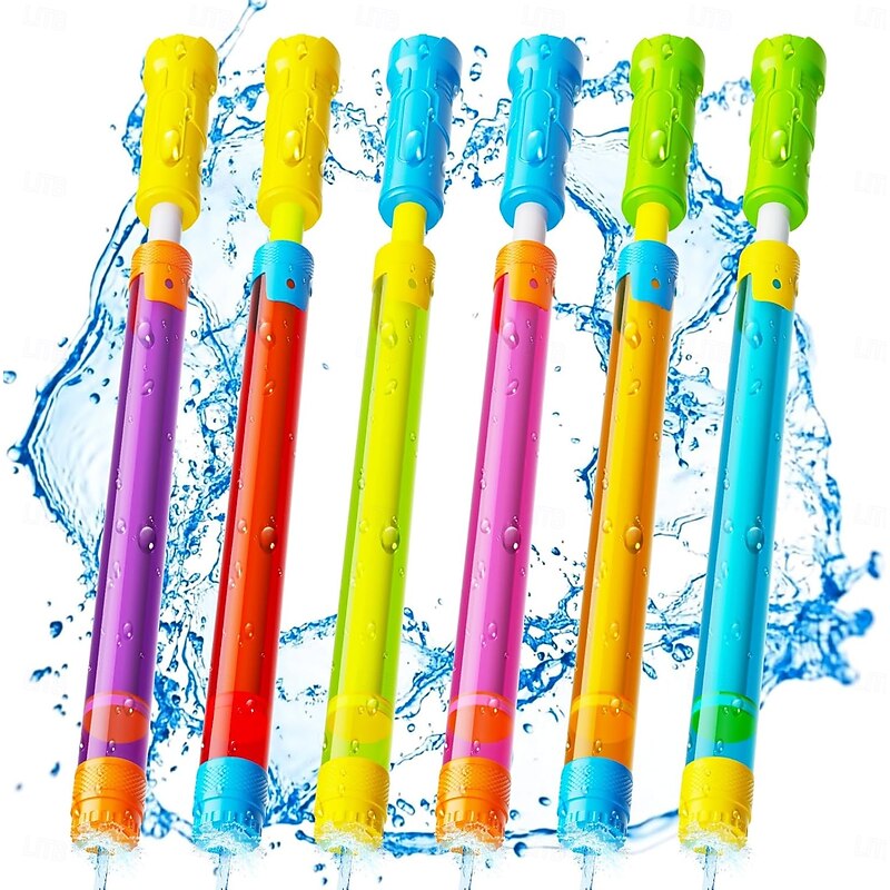 6 Pack Water Gun Squirt Toys for Kids Adults: Shoot Up to 40 Feet - Outdoor Super Blaster Water Guns for Kids Age 3-4-5-8-12 Bulk - Fun Water Squirter Toy for Swimming Pool Beach Summer Outside Party Games(Random Color)
