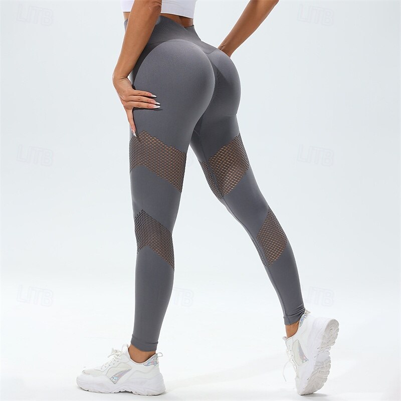 Women's Yoga Pants Yoga Leggings Hollow Out Butt Lift Tummy Control High Waist Pilates Gym Workout Workout Tights Solid Color Black White Blue Spandex Fall Sports Activewear Stretchy Skinny2