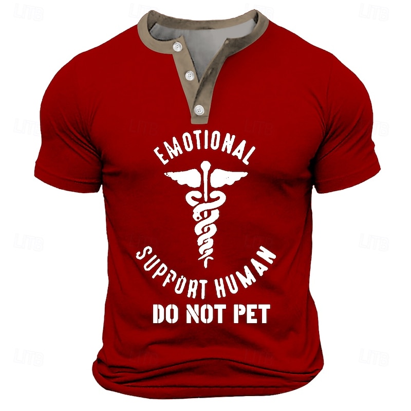 Men's Cross T Shirt Short Sleeve T shirt 3D Print Henley Shirt Sports Fashion Daily Street Sports Outdoor Casual Red Blue Green Summer Spring All Seasons Clothing Apparel S M L XL XXL XXXL