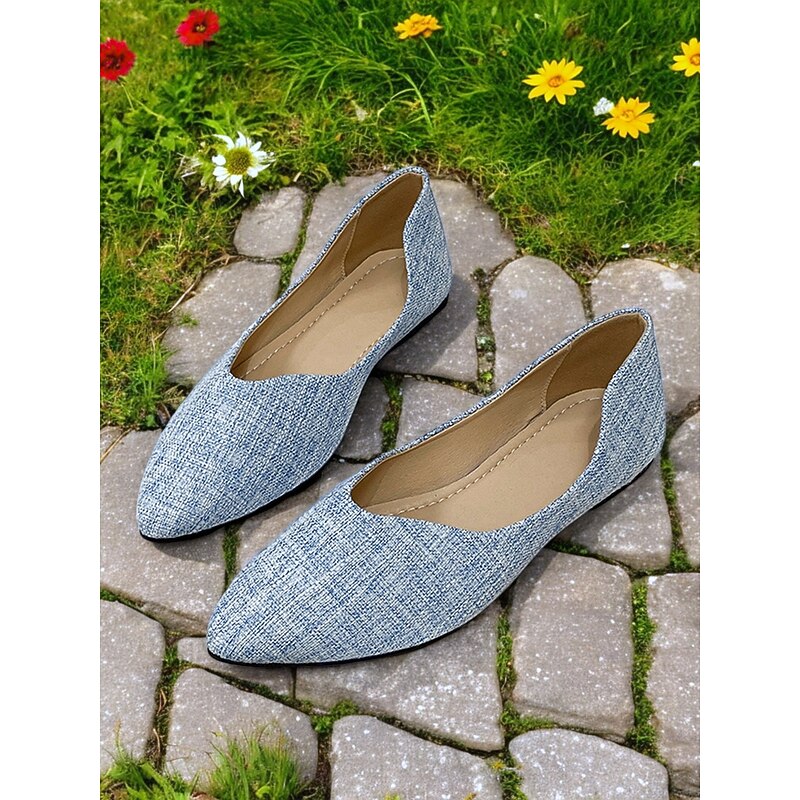 Women's Pointed Toe Linen Flats | Casual Shoes for Office, Shopping & Everyday Outfits4