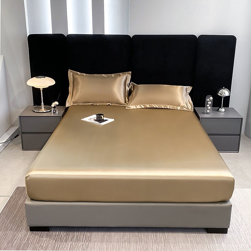 Satin Full-surround Anti-slip Urine-proof Mattress Cover Washed Silk Waterproof Bed Sheet Simmons Protective Cover4