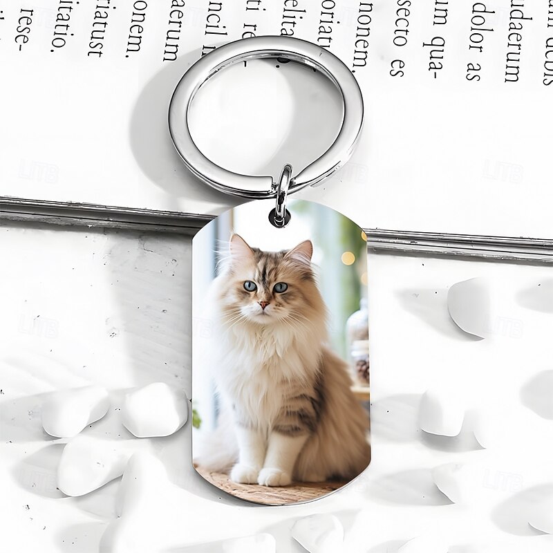 Personalized Pet Photo Keychain Custom Cat Key Ring Memorial Gift for Pet Lovers, Mom Dad Birthday Christmas Valentine's Day Keepsake4