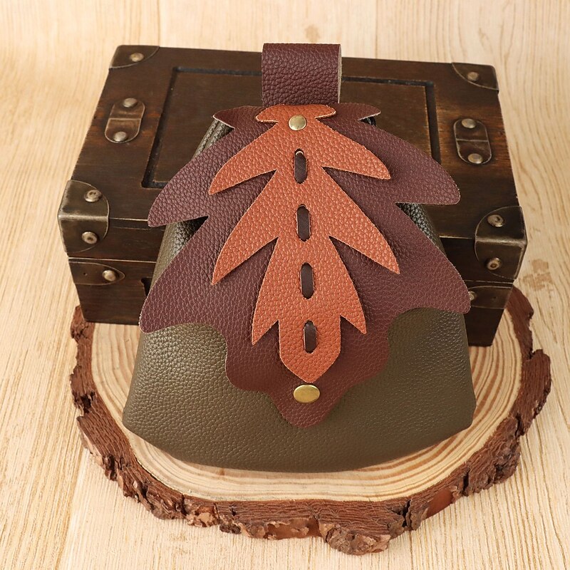 Medieval Renaissance Bag Belt Pouch Coin Purse Elf Viking Ranger Leaf Fancy Dress Women's Halloween Carnival Casual LARP Ren Faire Adults3