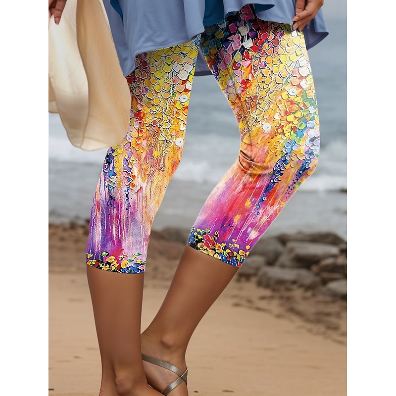 Women's Leggings Capri Pants High Elasticity Vacation Vintage Fashion Calf-Length High Waist Floral Graphic Printing Thermal Warm Breathable Soft Stretchy Formal Outdoor Vacation2