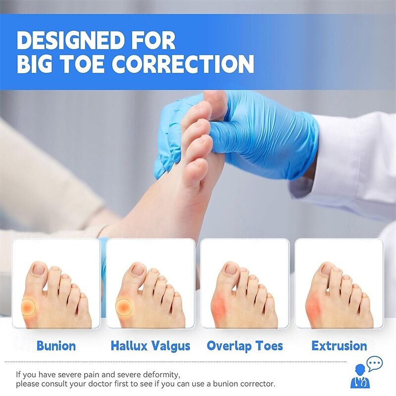 Bunion Corrector for Women Men Adjustable Universal Size Bunion Splint Big Toe Straightener Toe Separators for Bunions with 2 Silicone Pads Better Fit to the Toes Without Damaging the Skin4