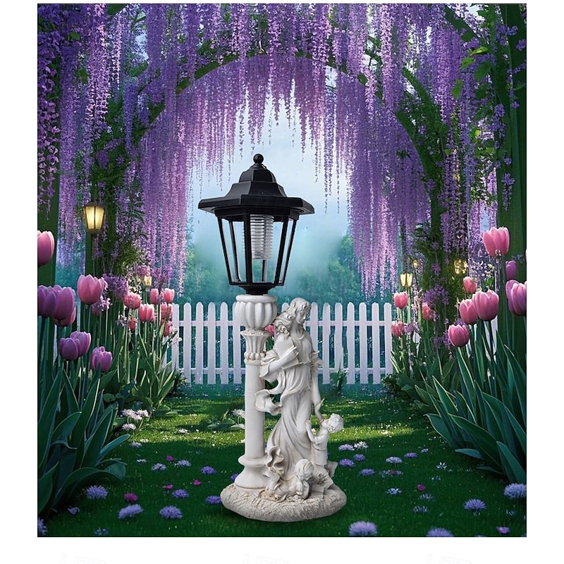 1 Pc LED Outdoor Landscape Lights Angel Hug Book Mother and Child Resin Pendant Lamp Courtyard Garden Lawn Path Park Landscape Lamp Decorative Lamp4