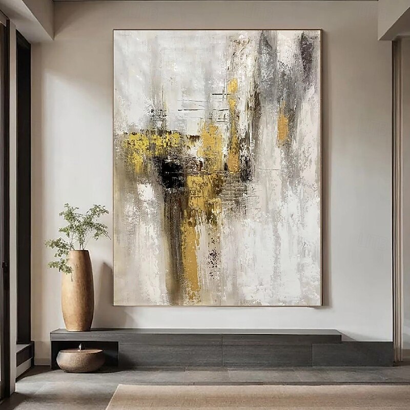 Hand painted Abstract Gold Paintings On Canvas handmade Rich Textured Acrylic Painting Modern Wall Art Hand Painted Artwork canvas paintings for Living Room office hotel Wall Decor3