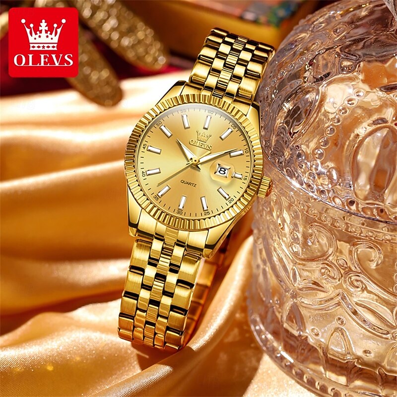 OLEVS Women Quartz Watch Minimalist Fashion Casual Wristwatch Luminous Calendar Waterproof Decoration Stainless Steel Watch2