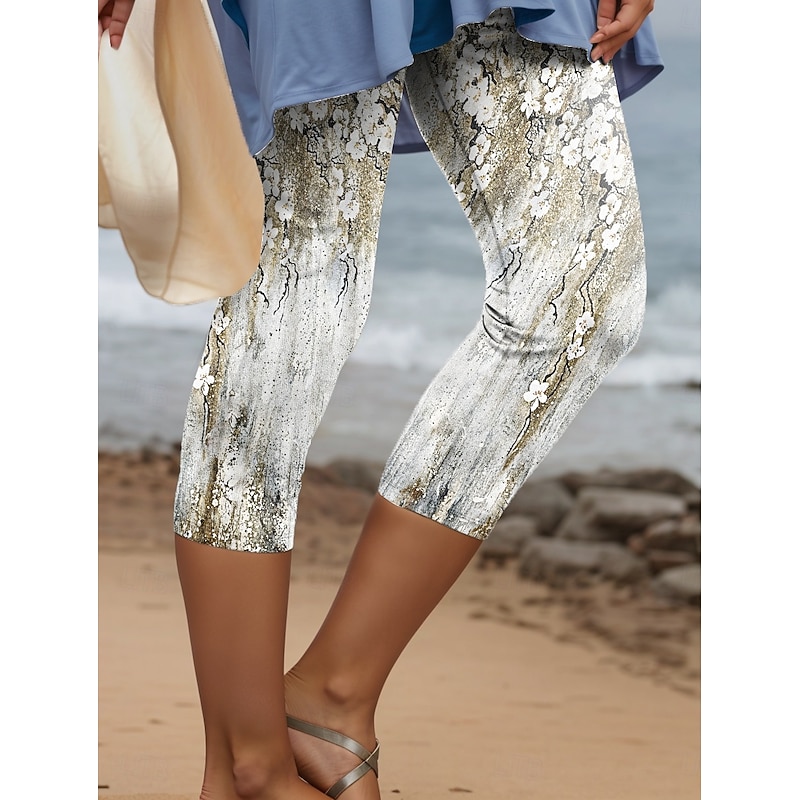 Women's Leggings Capri Pants High Elasticity Vacation Vintage Fashion Calf-Length High Waist Floral Graphic Printing Thermal Warm Breathable Soft Stretchy Formal Outdoor Vacation3