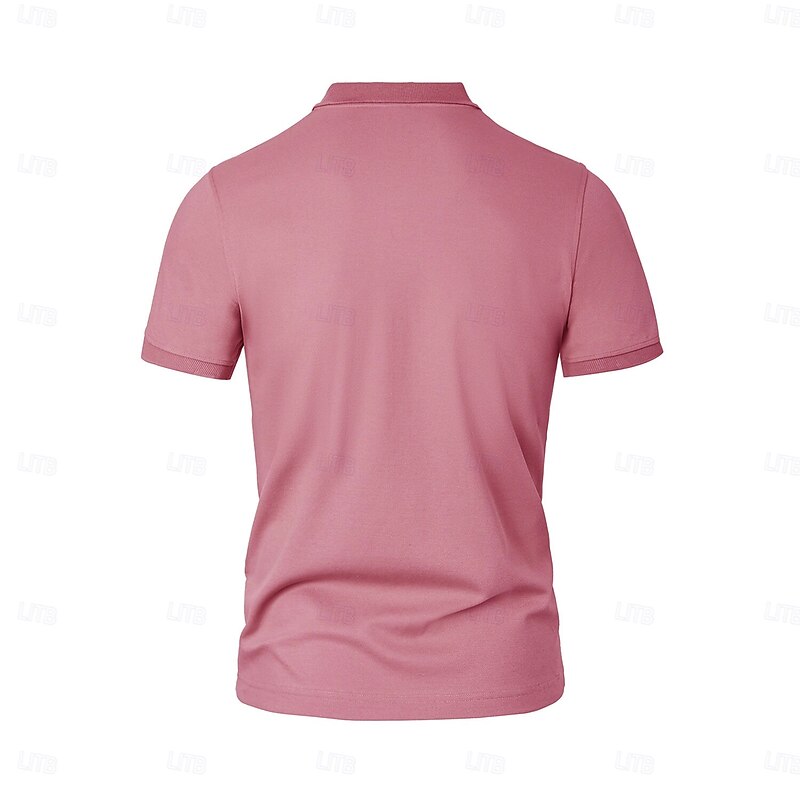 Men's Cotton Linen Polo Work Street Turndown Short Sleeve Vacation Fashion Solid Color Buttons No Pilling Summer Spring Dark Grey Dark Pink Navy Blue Beige2