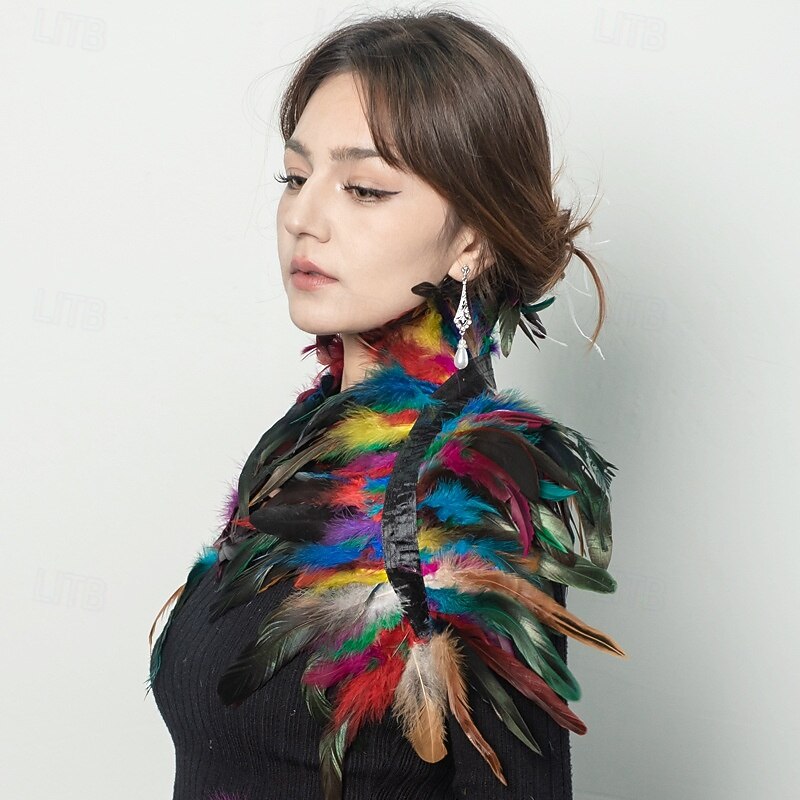 Punk & Gothic Shawls Feather Cape Witch Maleficent Drag Queen Fancy Dress Women's Fantasy Walpurgis Night Halloween Carnival Performance Party Pride Parade Adults' Shawl All Seasons3