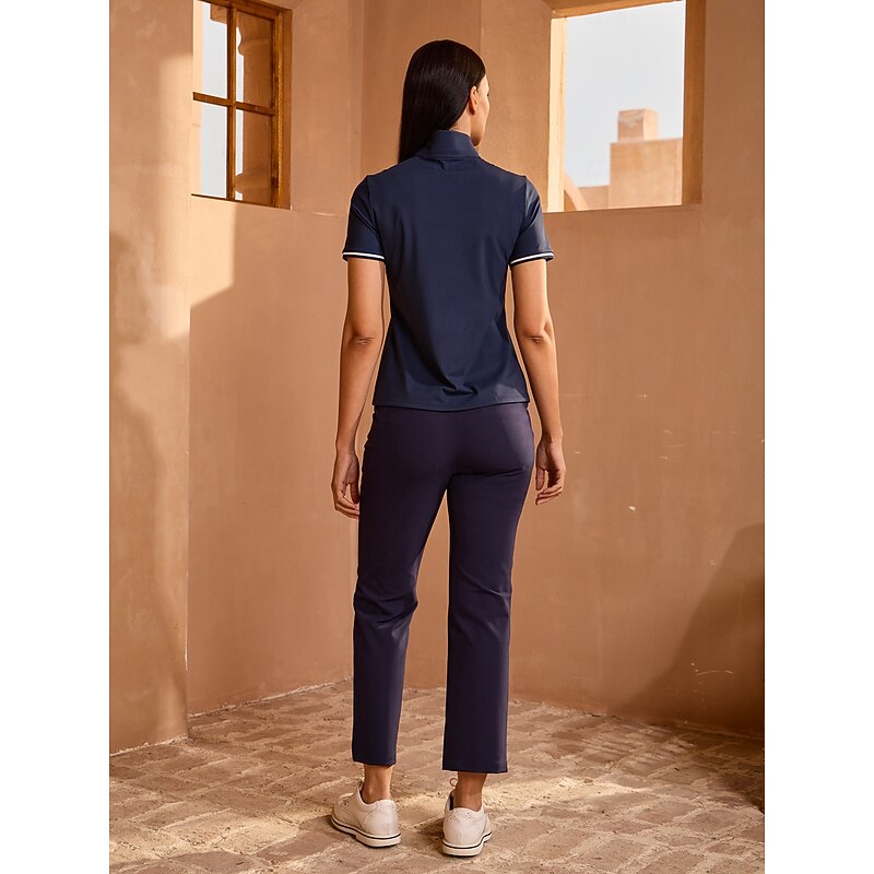 Women's Golf Polo Shirt Navy Blue Rose Red Short Sleeve Shirt Ladies Golf Attire Clothes Outfits Wear Apparel2