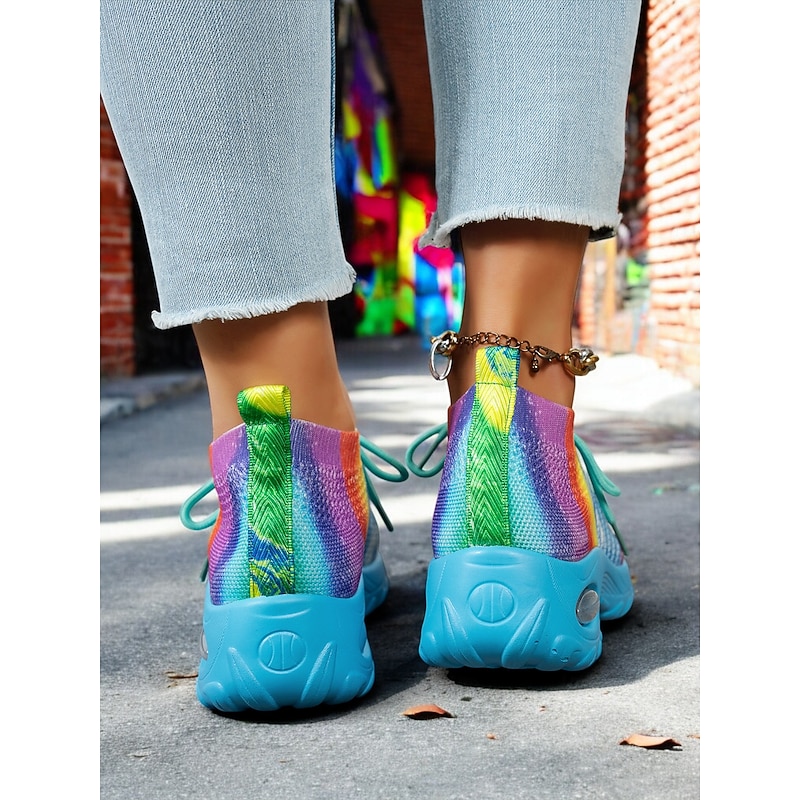 Women's Pride Month Rainbow Flyknit Sneakers – Colorful Lightweight Breathable Running Shoes for LGBTQ+ Events, Walking, Fitness & Casual Street Style4