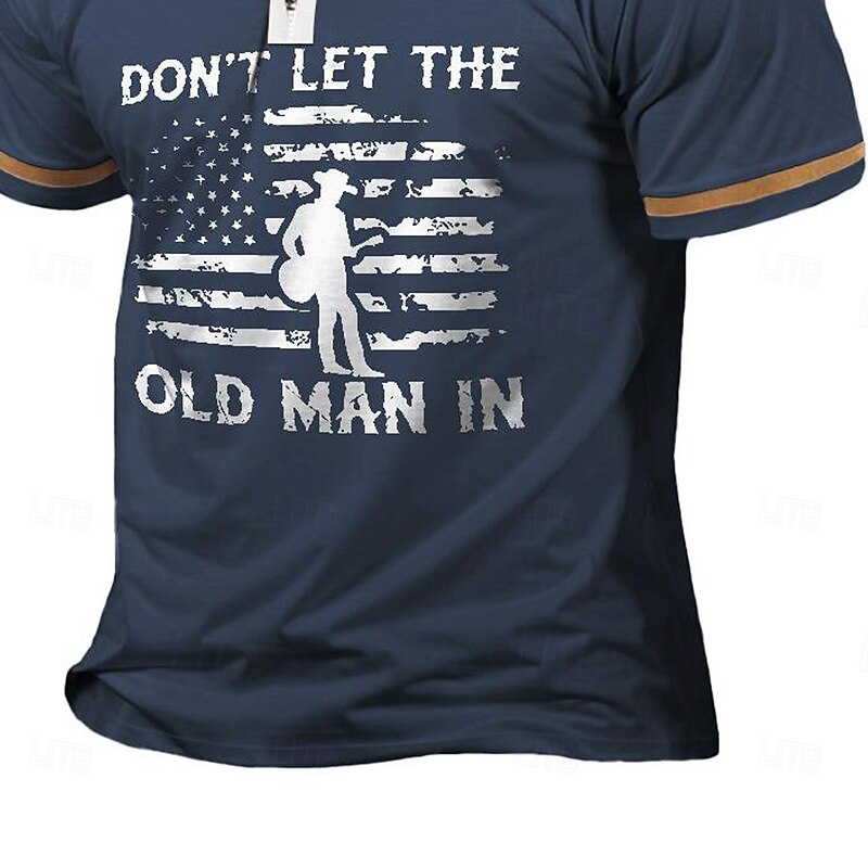 Men's Funny Zip Polo Shirts Golf Shirt Short Sleeve Polo Shirts Collared Shirts Vintage Casual Streetwear Festival Wear Party Outfits 3D Print Quarter Zip Polo Summer Black Navy Blue Brown3