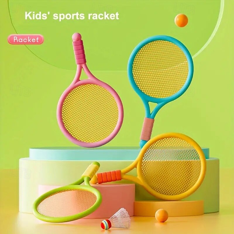 Badminton Racket Indoor And Outdoor Leisure Sports Tennis Racket Set Interactive Game Activity Toy Educational Toy Round Ball Color Red Or Yellow Random As Birthday Halloween Christmas Gift4