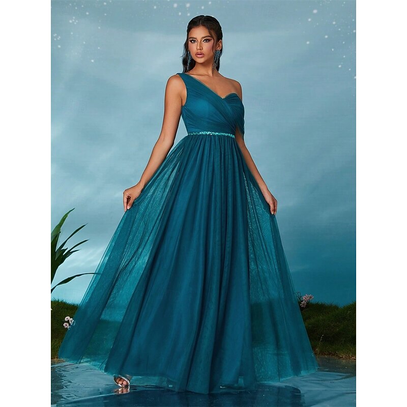 A-Line Quinceanera Dresses Party Dress Wedding Wedding Guest Floor Length Sleeveless V Neck Tulle Backless with Pleats2