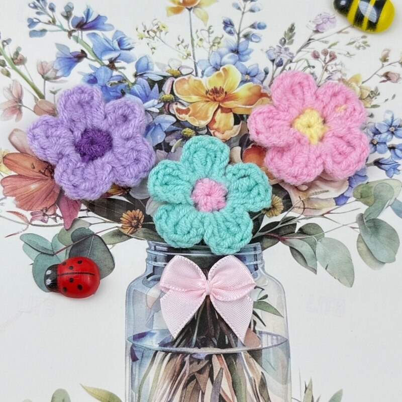 Mother's Day 3D Heartwarming Card Handmade Crochet Flower Decoration for Mothers,Lover,Friends3