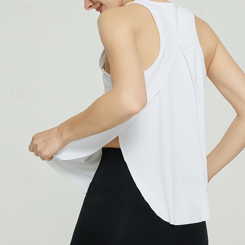 Women's Solid Colored Workout Tank Top Sport Shirt Sports Tank Top Tank Top Sleeveless Split Tennis Golf Pickleball Crew Neck Racerback Top Earth Yellow Black White Tennis Clothing