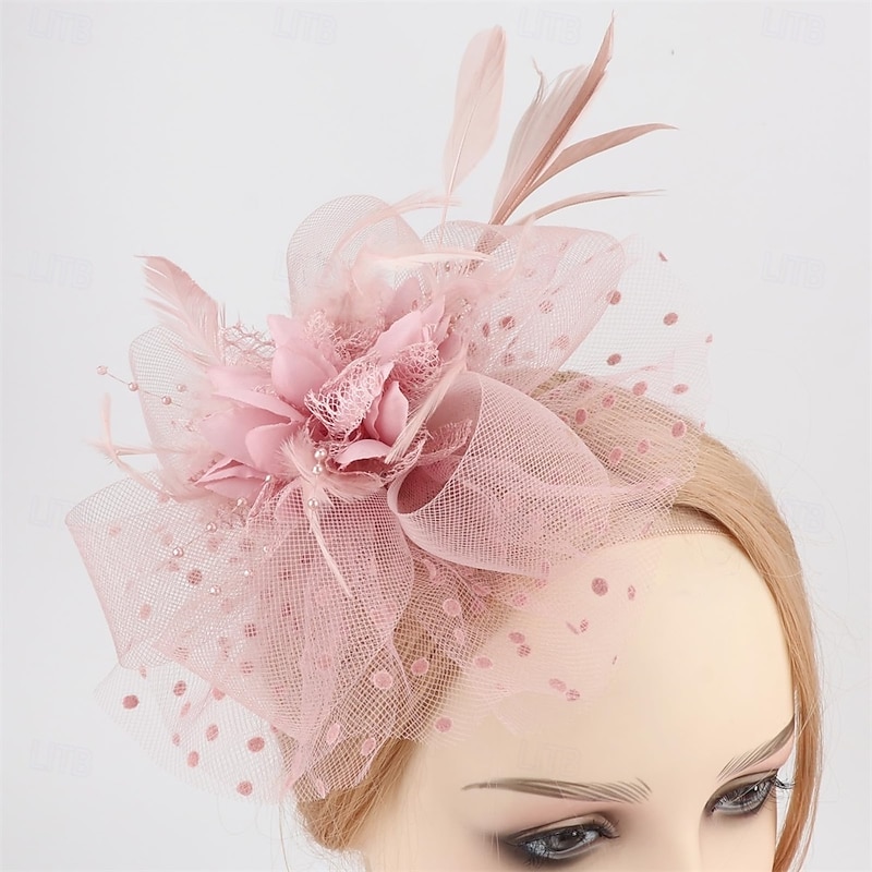 Fascinators Hat Feather Headband Women Fascinators Tea Party Headwear with Clip Flower Head Band for Girls &amp2