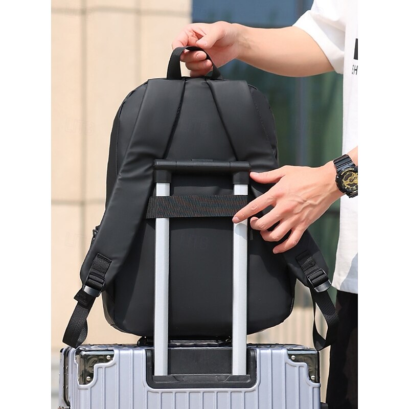 Men's Black Waterproof Laptop Backpack – Large Capacity Casual Travel Daypack with Multiple Pockets for School, Work and Outdoor Use Black Blue Gray4