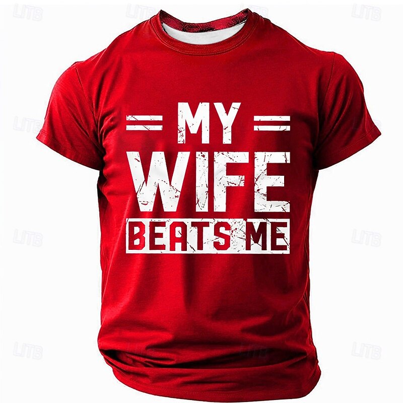 Mens T-Shirt My Wife Beats Me Funny Pun Graphic Short Sleeve Green
