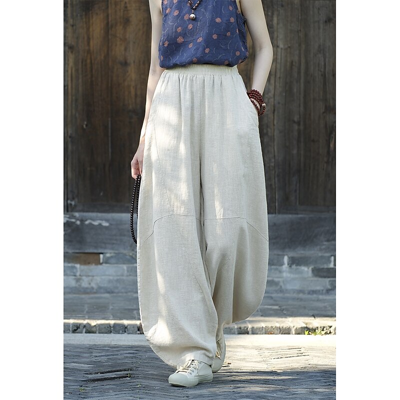 Retro Vintage Medieval Renaissance Pants Solid Color Fancy Dress Women's Vacation Casual Daily Adults' Pants Spring & Summer3