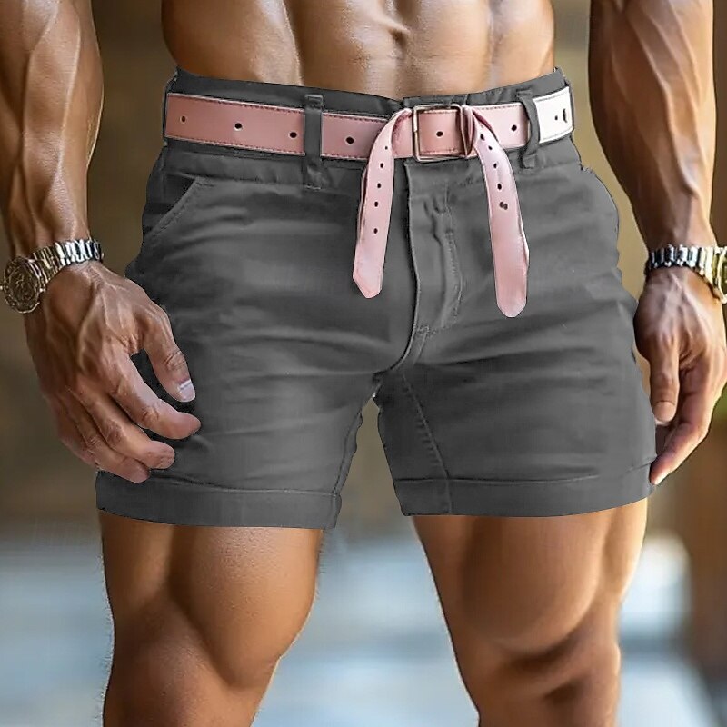 Men's Chino Shorts Beach Shorts Work Shorts Casual Shorts Pocket Straight Leg Plain Comfort Soft Short Sports Outdoor Casual Daily Fashion Classic Style Slim Black White3