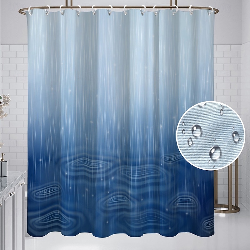 Shower Curtain with Hooks 180cm*180cm(70