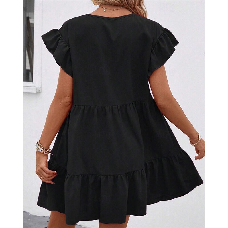 Women's Mini Dress Casual Dress Summer Dress Elegant Fashion Outdoor Holiday Date Regular Fit Plain Short Sleeve Crew Neck Black Blue Rose Red Summer Spring4