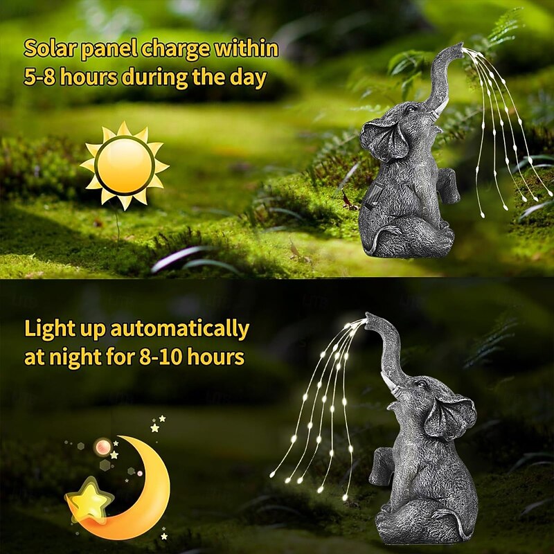 1 Pc Outdoor Solar Elephant Lights Copper Wire Light Courtyard Garden Balcony Path Lawn Landscape Light Sculpture Light Ornament Light4