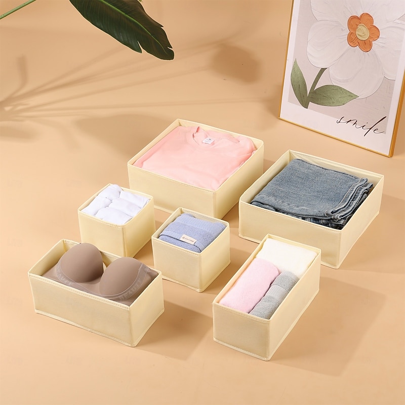 6-Pack Drawer Organizer Bins for Clothes, Foldable Fabric Storage Boxes for Bedroom, Closet Organizer for Socks, Underwear, Bras, T-Shirts, Jeans,
