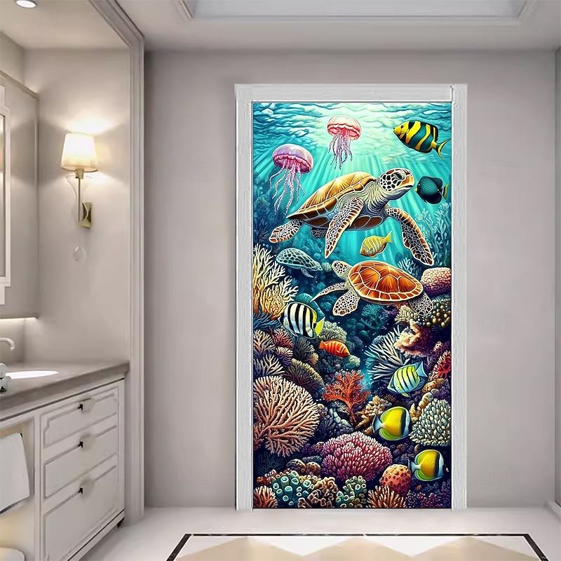 Ocean Creatures Door Decorations Door Covers Door Tapestry Door Curtain Decoration Backdrop Indoor/Outdoor Door Banner for Front Door Farmhouse2