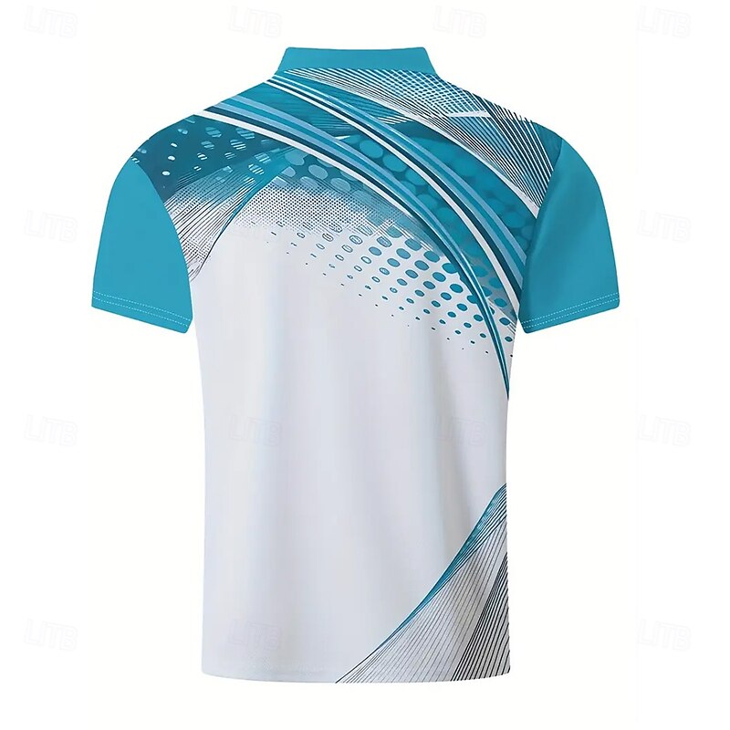 Men's Geometric Polo Short Sleeve Polo Shirts Collared Shirts Business Casual School Outdoor Athleisure Daily Wear 3D Print Summer Blue2