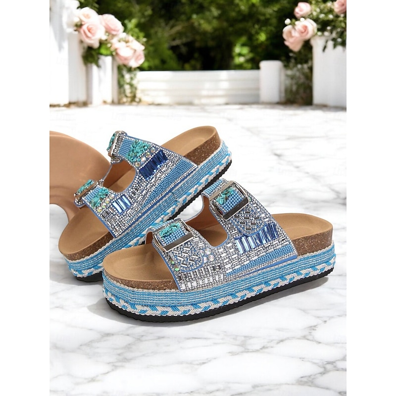Women's Beaded Platform Slide Sandals – Bohemian Style Slip-On Sandals for Beach, Festivals & Casual Outings4