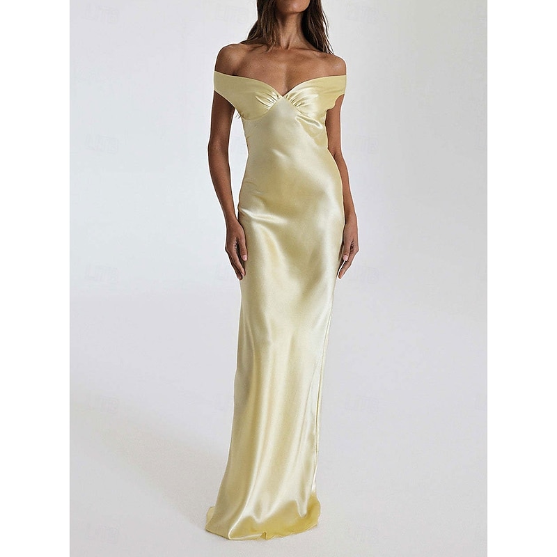 Dress Mermaid / Trumpet Party Dresses Elegant Dress Wedding Wedding Guest Floor Length Sleeveless Off Shoulder Backless with Ruched