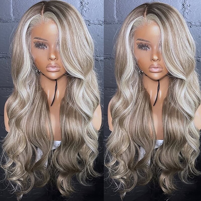 Brazilian Raw Remy Hair Wavy Highlight Ash Blonde Glueless 5x5 Lace Closure Glueless Wigs Colored 13x4 Lace Frontal Wig Pre-Plucked For Women4
