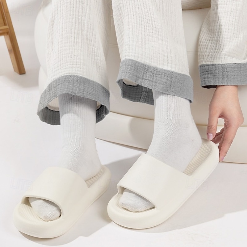 Women's Mid-Calf Loose Slippers Moon Phase No-Cuff Anti-Odor Breathable Comfortable Casual