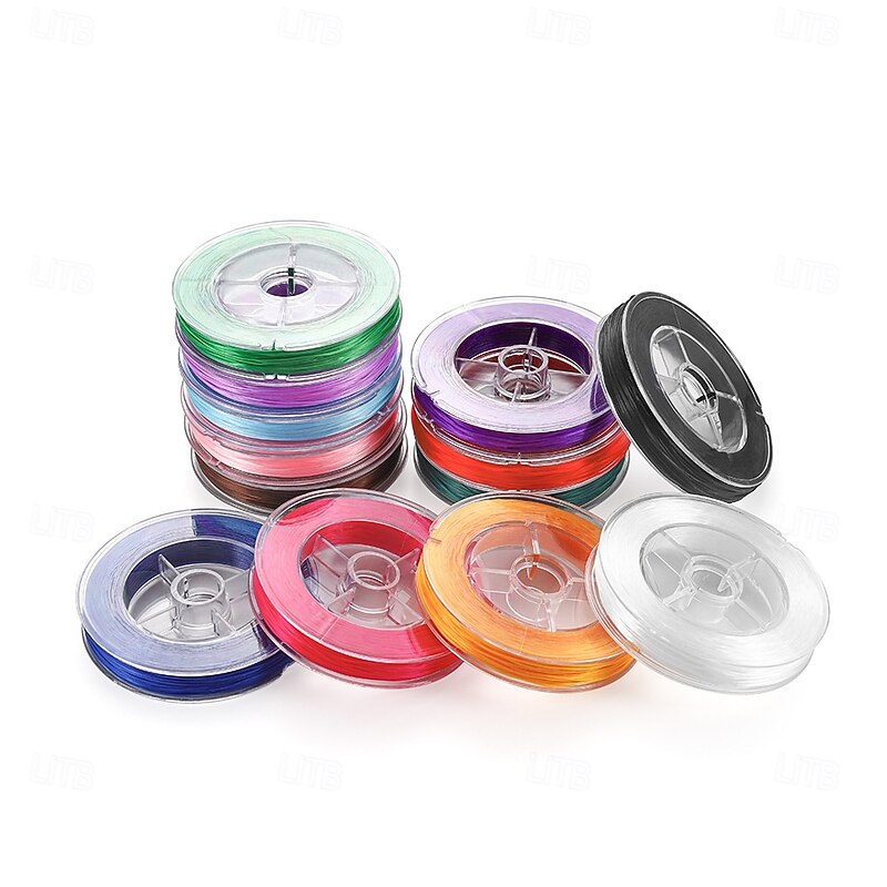 0.5mm Colorful Crystal Elastic Cord, Non-Fraying Bead Stringing Cord for DIY Jewelry Accessories, Bracelet Beading Materials